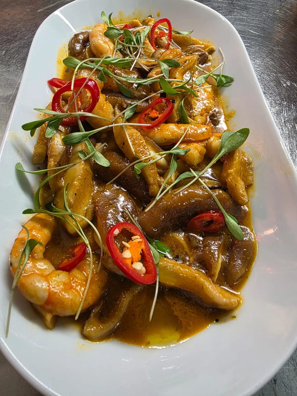 Gambas, shiitake e gochujang